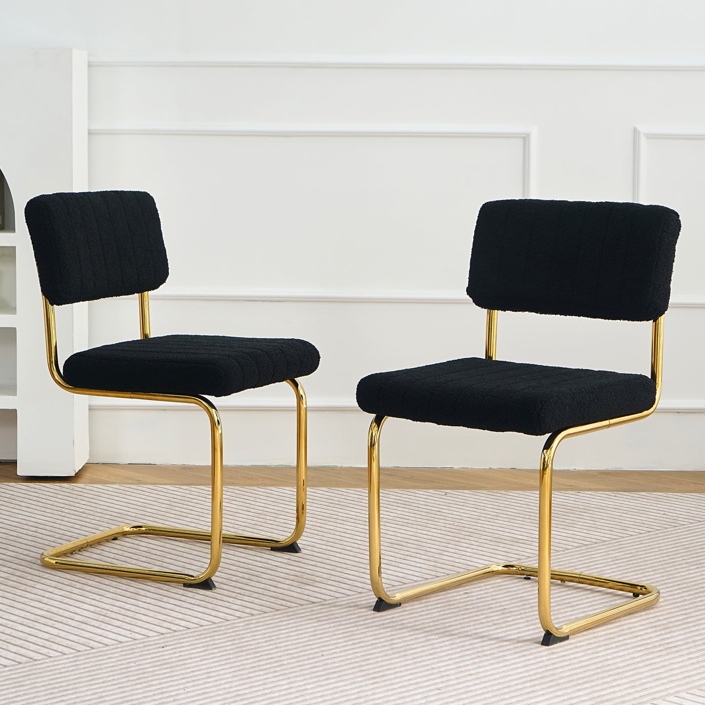 Ezell Dining Chairs with Gold Metal Leg (Set of 2) - Black