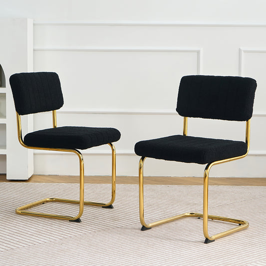 Ezell Dining Chairs with Gold Metal Leg (Set of 2) - Black