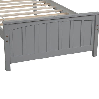 Gray Wood Twin Wood Platform Bed