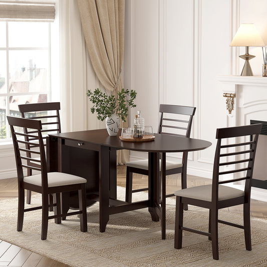 Ivan 5pc Dining Set Extendable Table 4x Side - Dark Brown