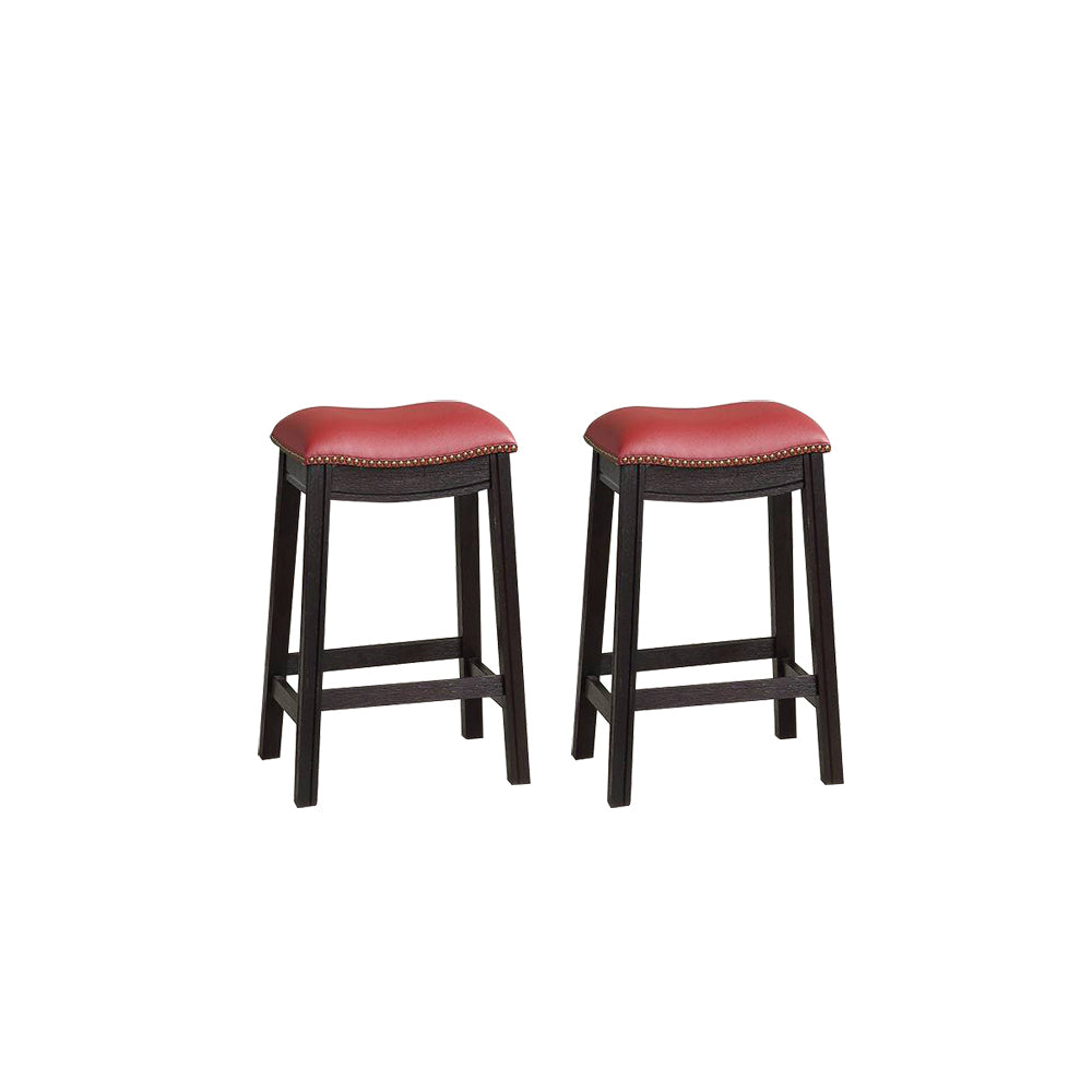 PU Upholstery Counter Stool - Red Set of 2