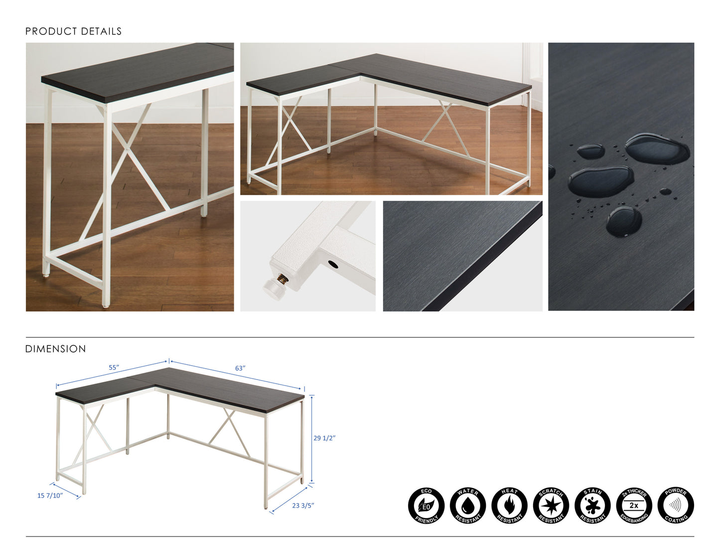 Olympus Wood and Metal Corner Desk