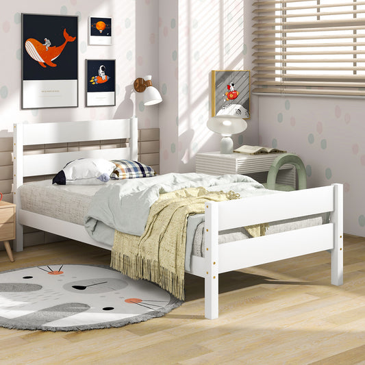 Saba Twin Size Platform Bed Frame - White