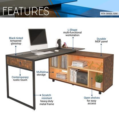 Oak Tech Corner Storage Desk