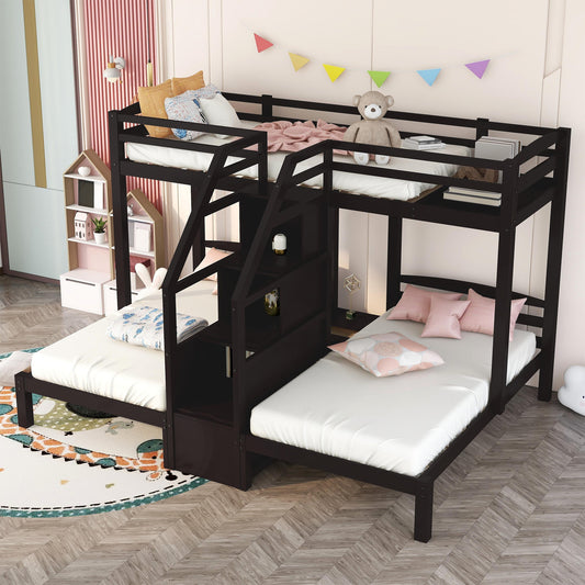 Staircase Twin Bunk Bed with Storage - Espresso
