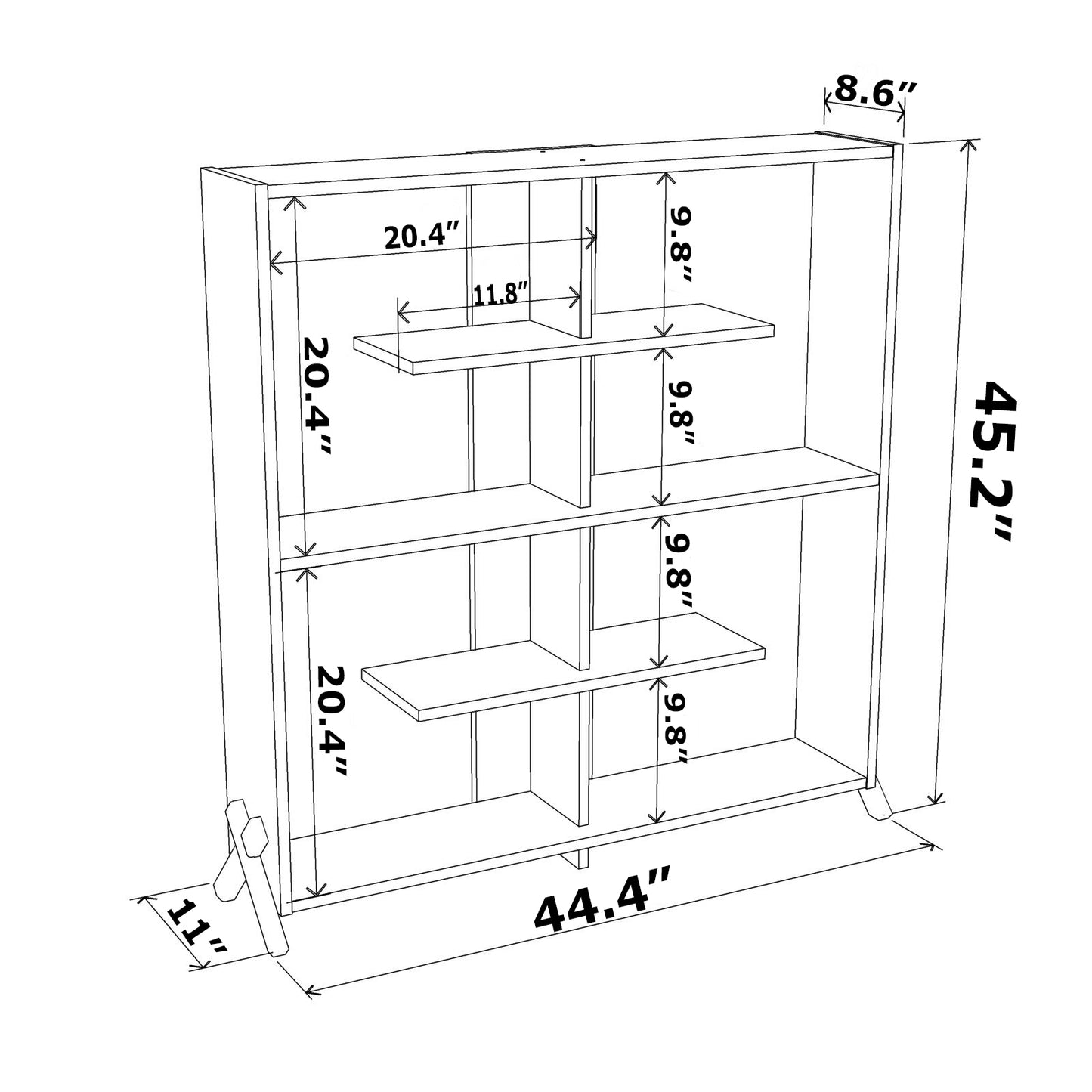 Furnish Home Store Kipp Wood Frame Etagere Open Back 6 Shelves Bookcase