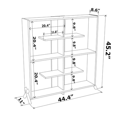 Furnish Home Store Kipp Wood Frame Etagere Open Back 6 Shelves Bookcase