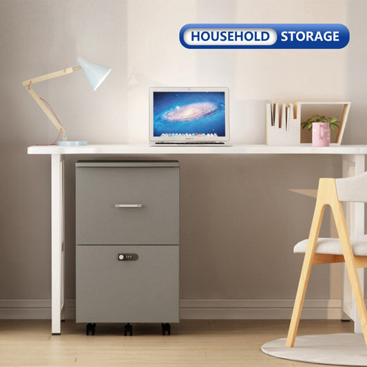 Secure File Cabinet - White Gray