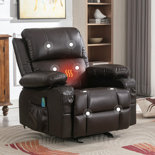 Marta Power Recliner with Massage and Heat - Brown