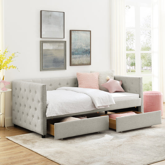 Teza Twin Size Daybed with Drawers - Beige