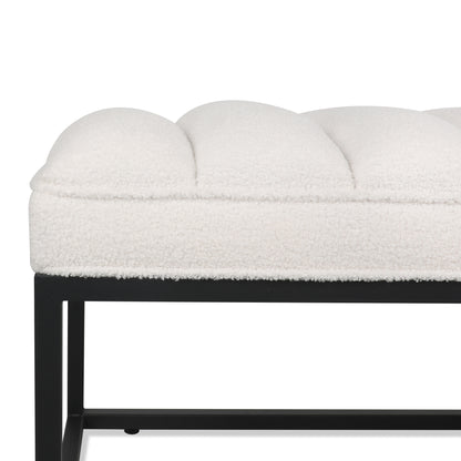 Metal Base Upholstered Bench - White