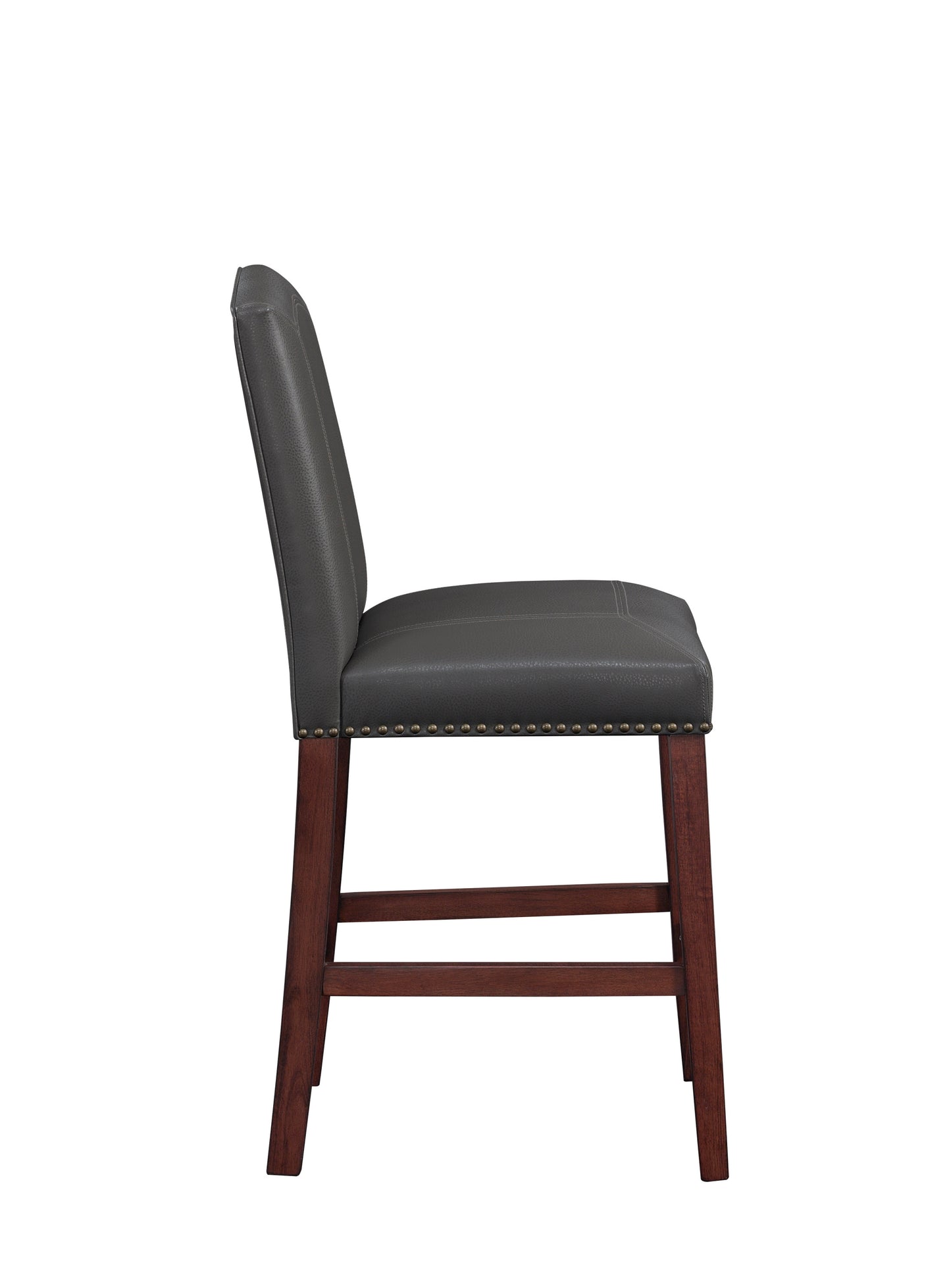 Elegant Gray Faux Leather Counter Stool