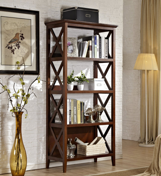 Bookshelf with Sturdy Solid Frame - Walnut