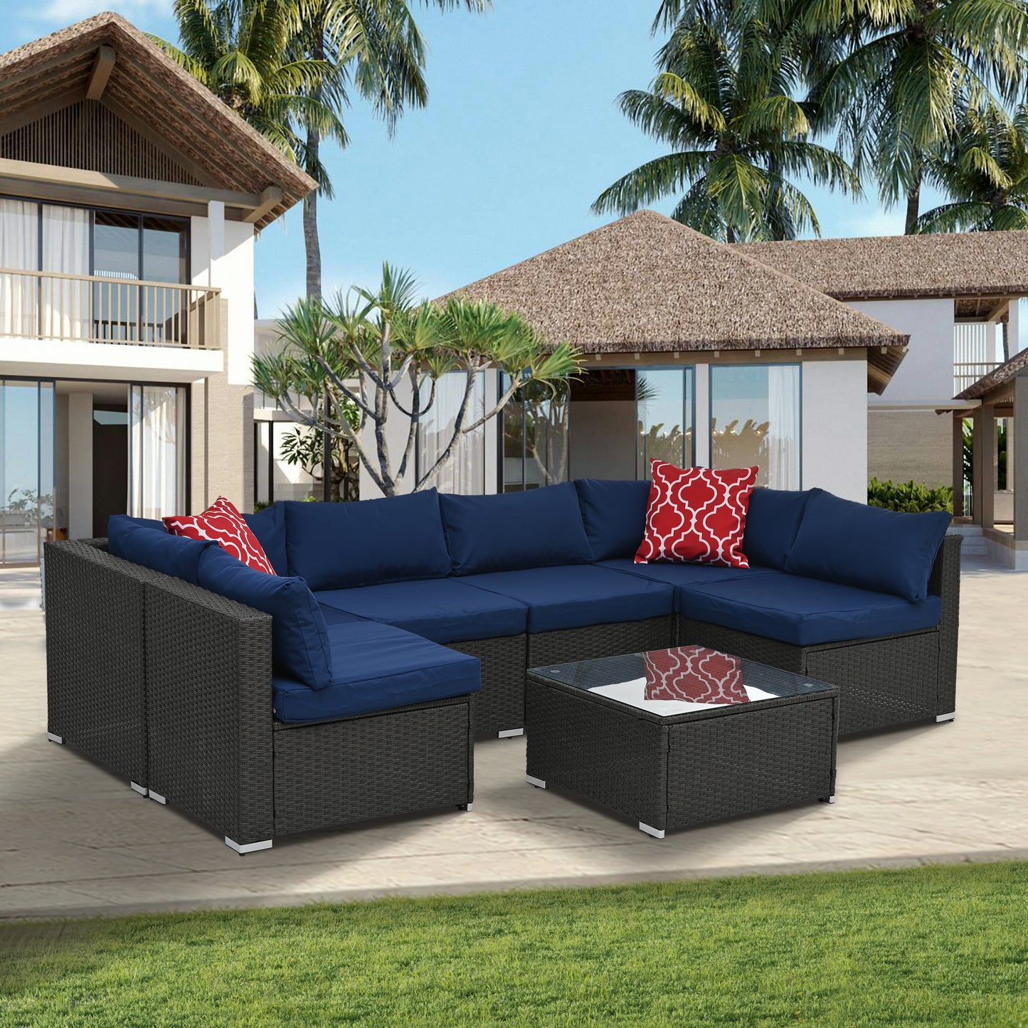 Vito Outdoor Patio Seating Set - Blue