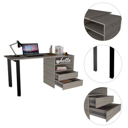 Jessy 2-Drawer 2-Shelf Writing Desk - Light Gray