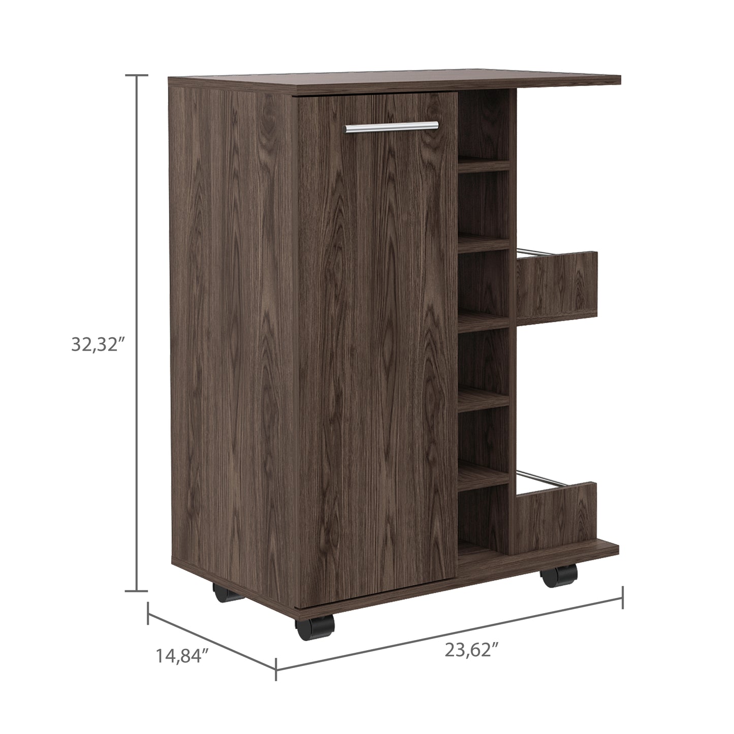 Bar Cart with Division Carbon - Dark Walnut