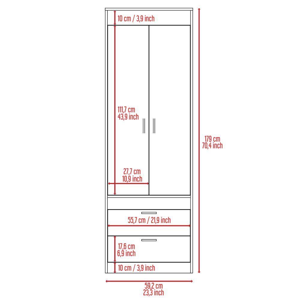 Grove 2-Drawer Armoire - Smokey Oak & White