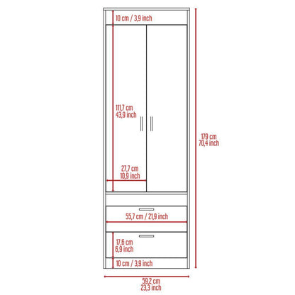 Grove 2-Drawer Armoire - Smokey Oak & White