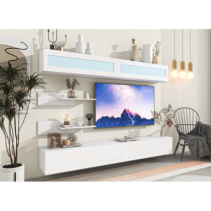 Sega Wall Mount Floating TV Stand with Four Media Storage - White