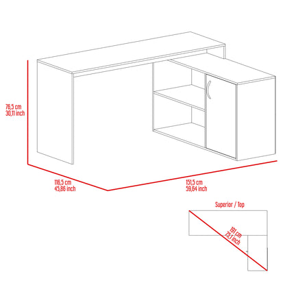 Lyncliff 1-Drawer 2-Shelf L-Shaped Office Desk- White