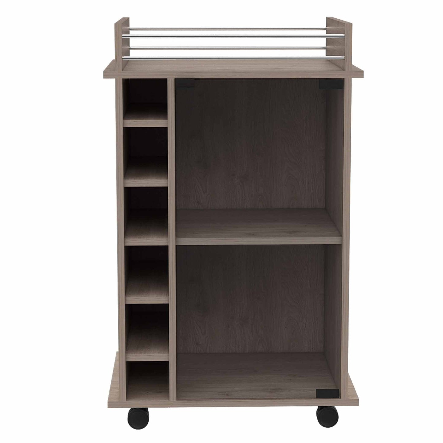 Savannah 6-Bottle 3-Shelf Bar Cart - Grey