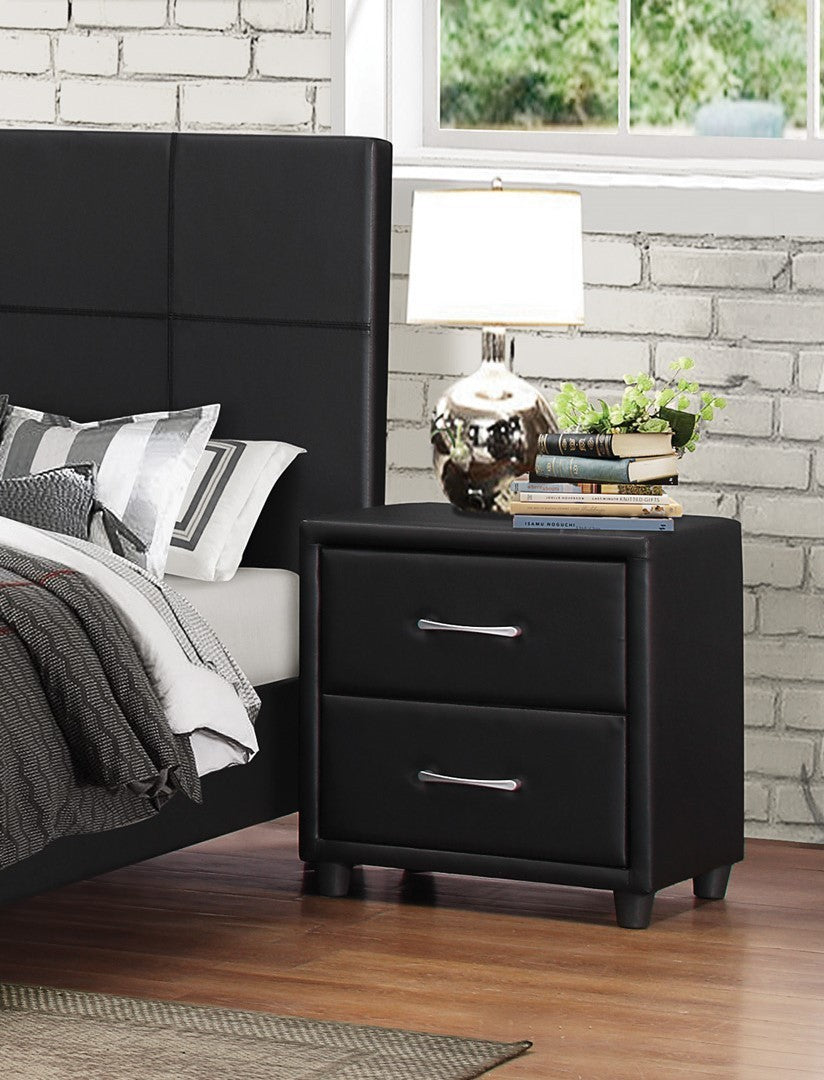 Jasper Faux Leather Nightstand - Black