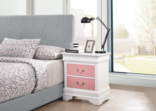 Louis Nightstand - White/Pink