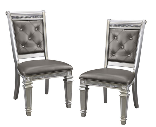 Becker Modern Glam Dining Chair (Set of 2)- Silver