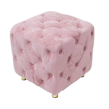 Velvet Upholstered Vanity Seat - Pink