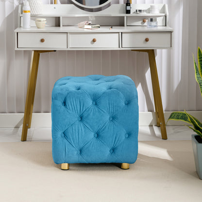 Velvet Upholstered Vanity Seat - Blue