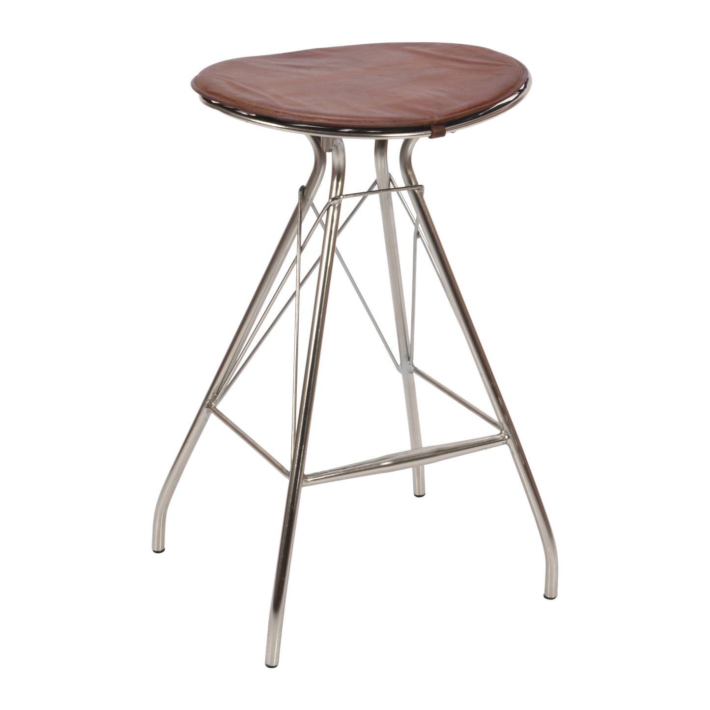 Simple Round Leather Bar Stool