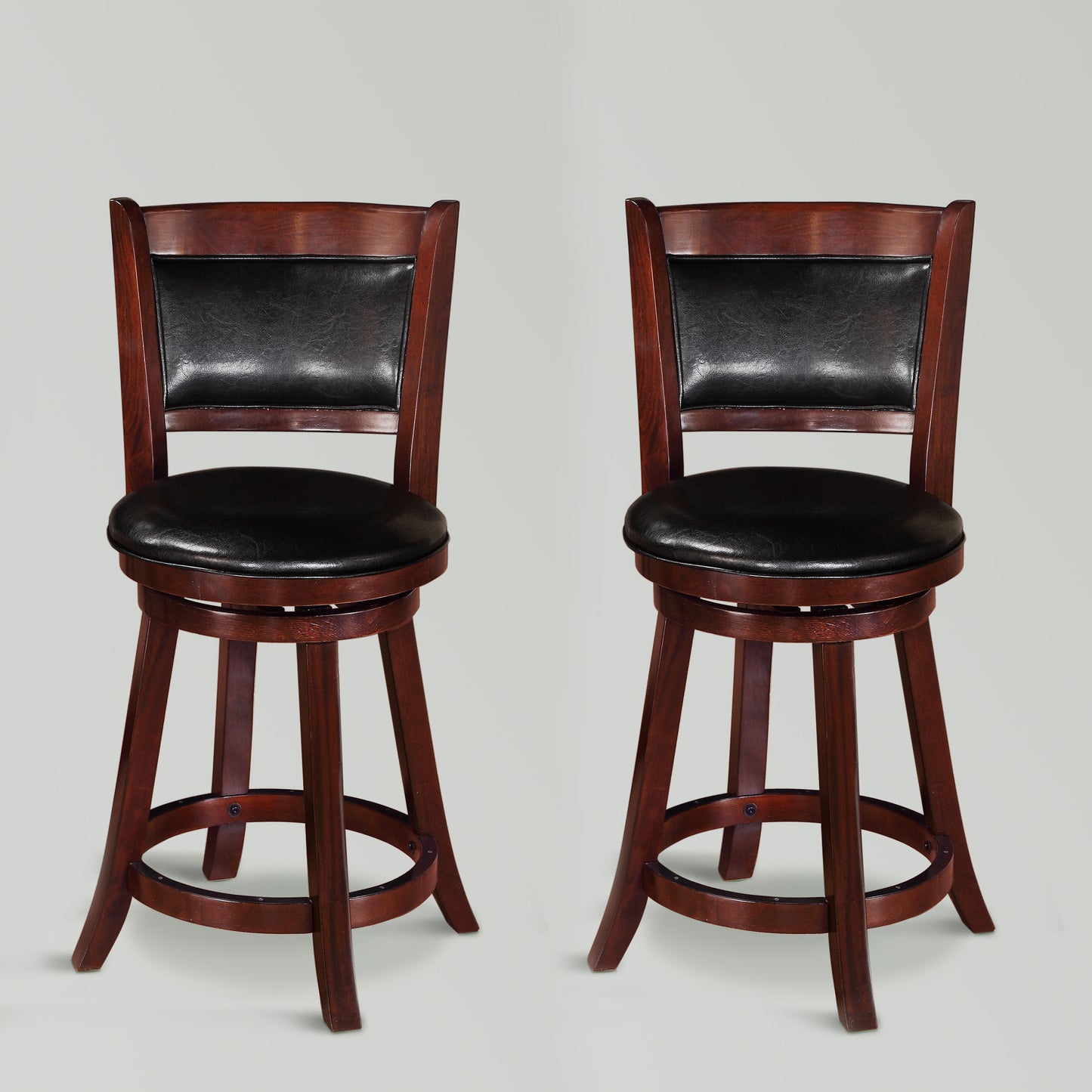 Elegant Upholstered Low Swivel Chair Stool  Set of 2