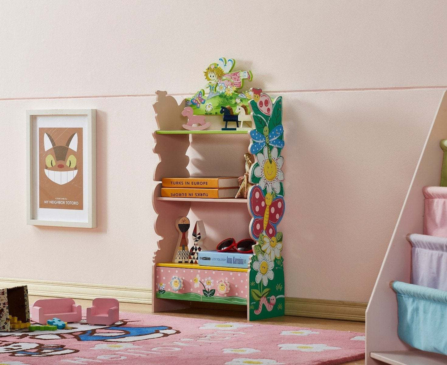 Fairyland 3 Tier Flower Bookcase with Drawers