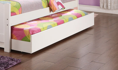 Bed With Trundle Slats For Kid - White