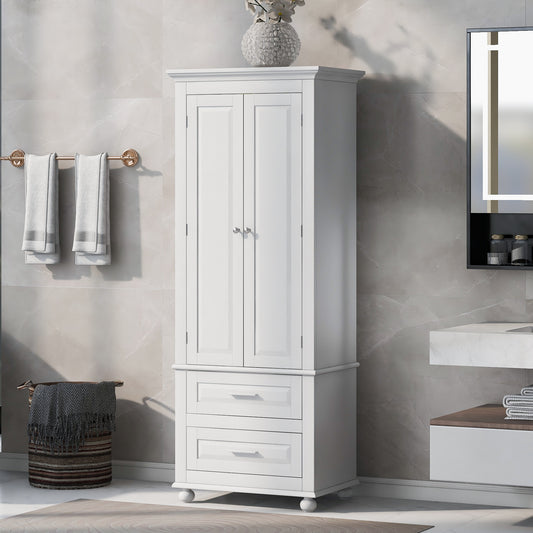 Vintage-style Bathroom Cabinet with Drawer - White