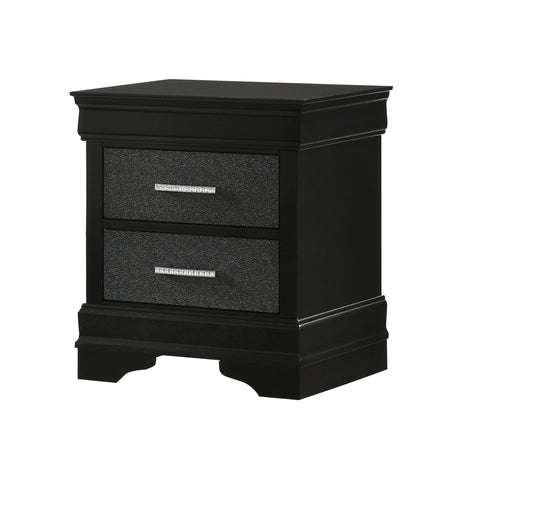 Scota Solid Wood Two Drawers Nightstand - Black