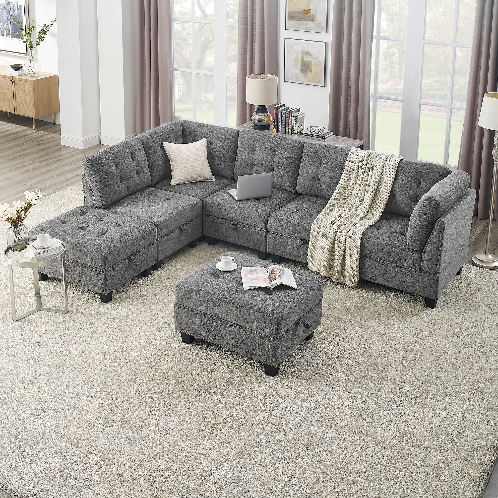 Molly Modular Sectional Sofa Three Single Chair Two Corner and