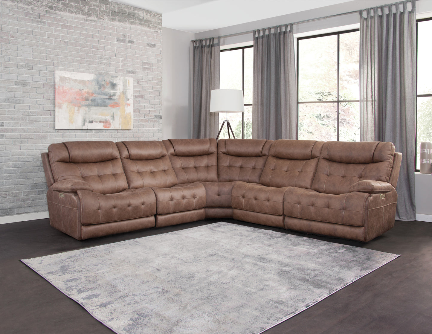 Jerome 5-Piece Modular Power Reclining Sofa Sectional - Brown