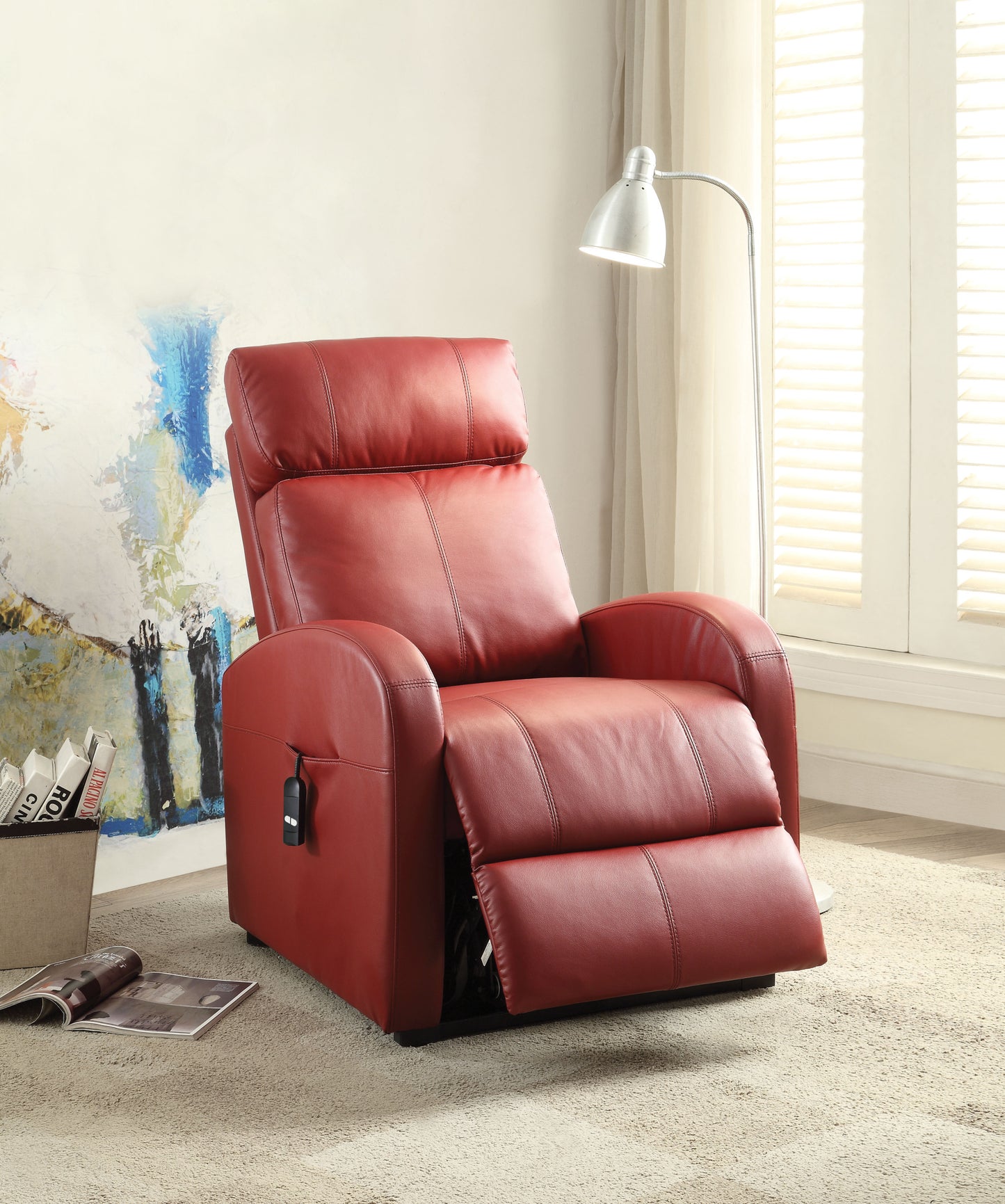 Ricardo PU Recliner with Power Lift - Red