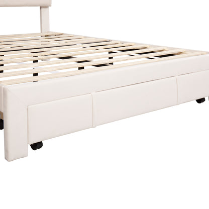 Helena Full Size Velvet Platform Bed Frame - Beige