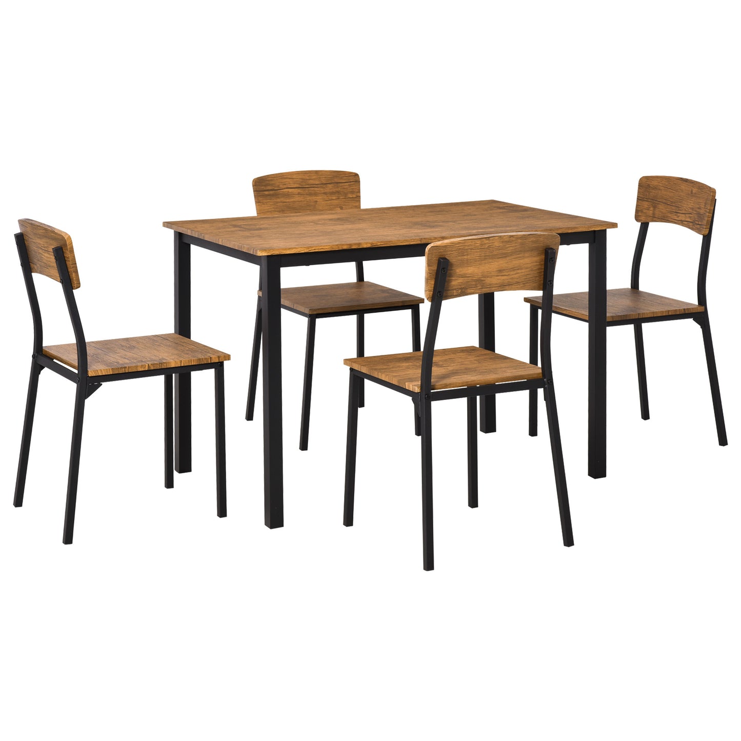 Jiro 5pc Dining Set Rectangular Table 4x Side Chairs - Brown