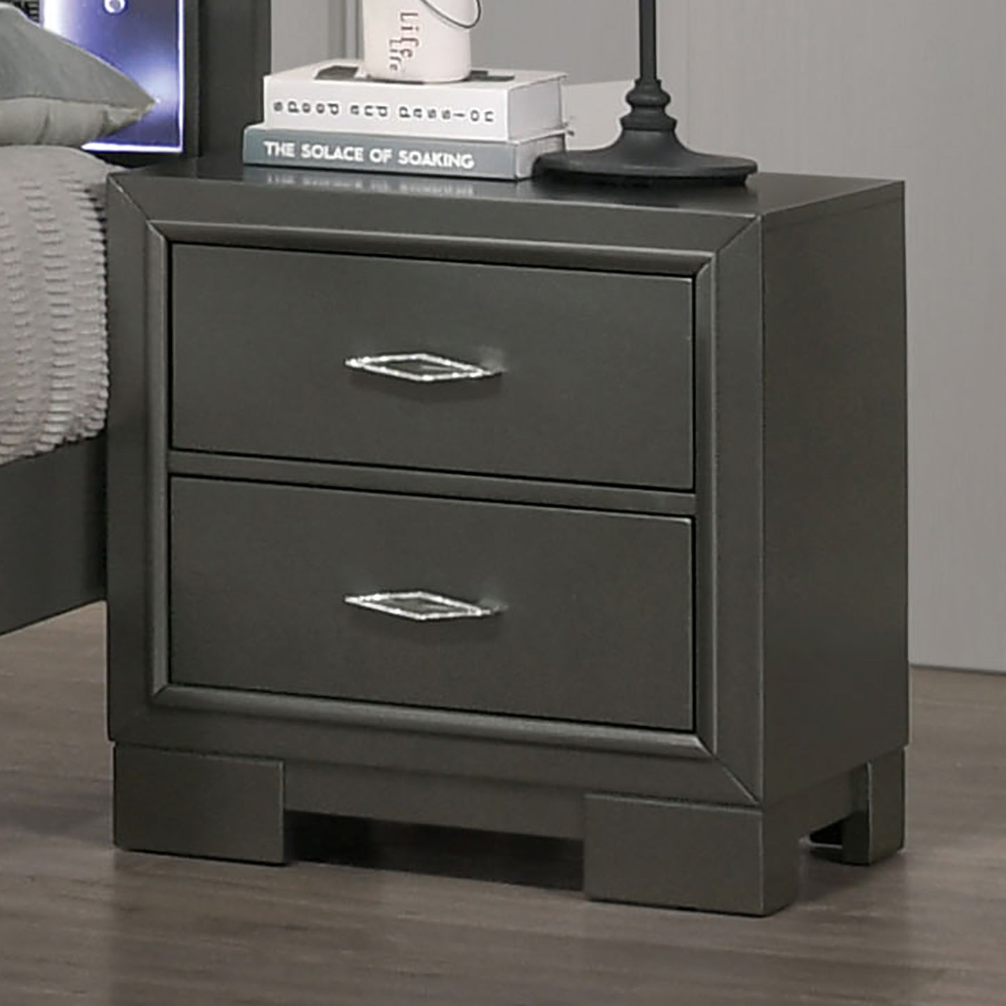 Josh Solid Wood Nightstand  - Gray