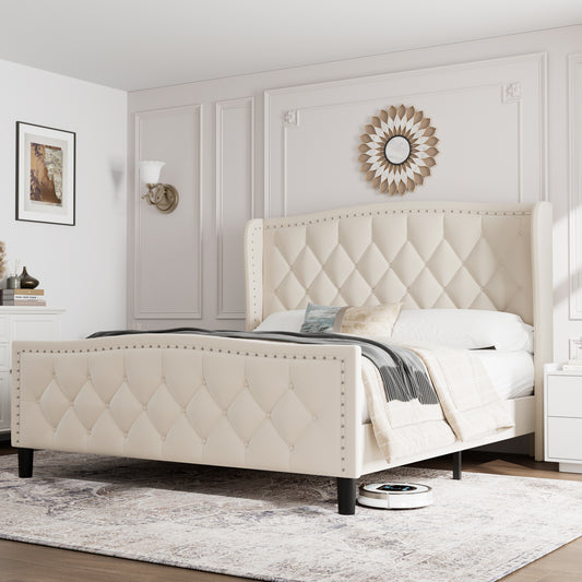 Freco Full Size Platform Bed - Off White