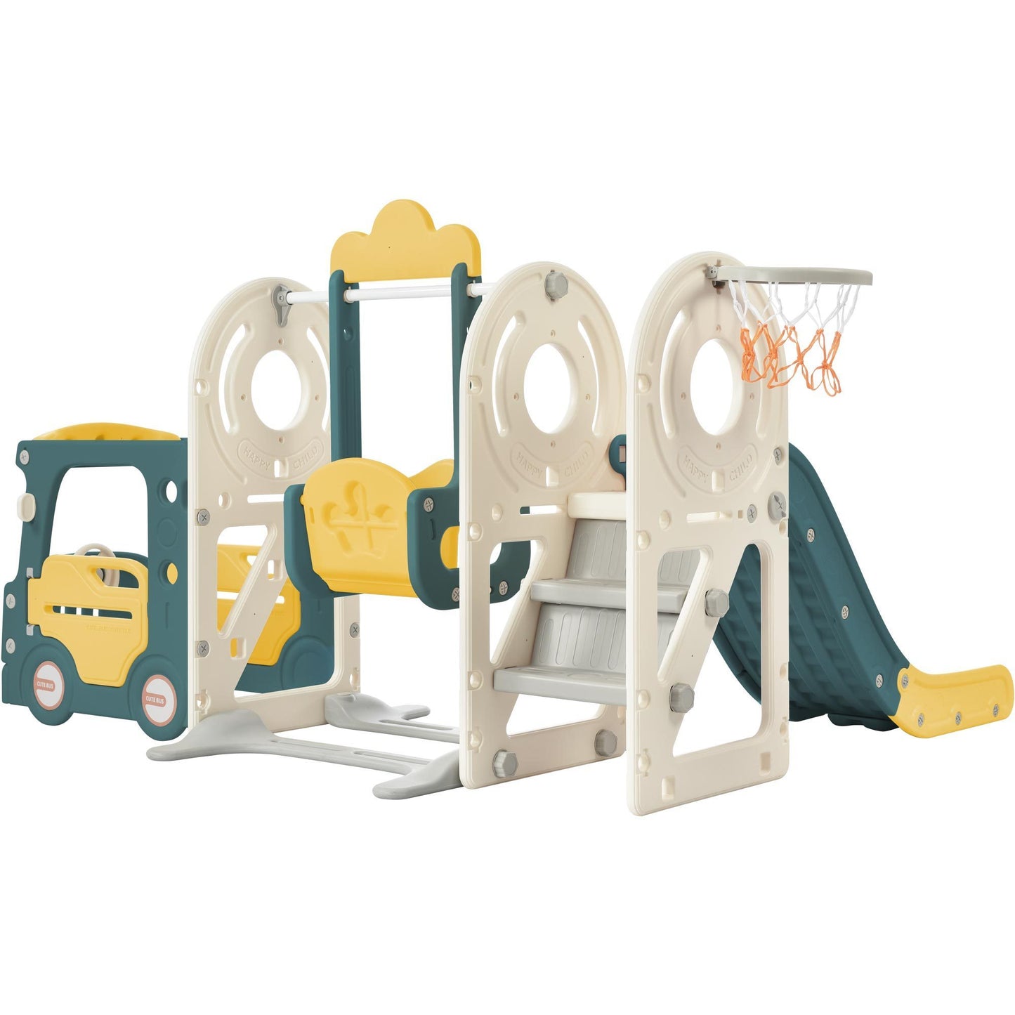 Kids Swing-N-Slide with Bus Play Set - Yellow