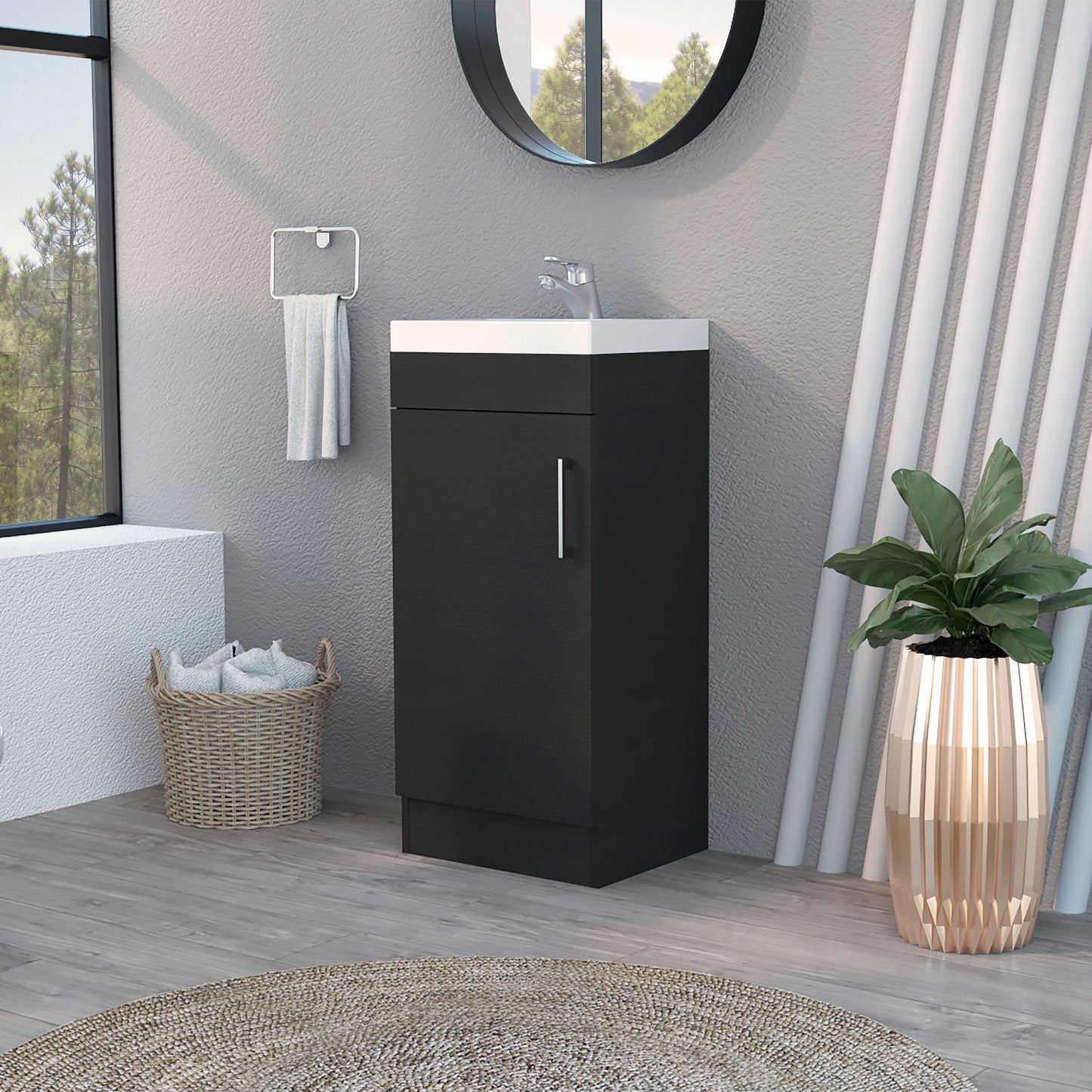 Redmond Rectangle Bathroom Vanity - Black