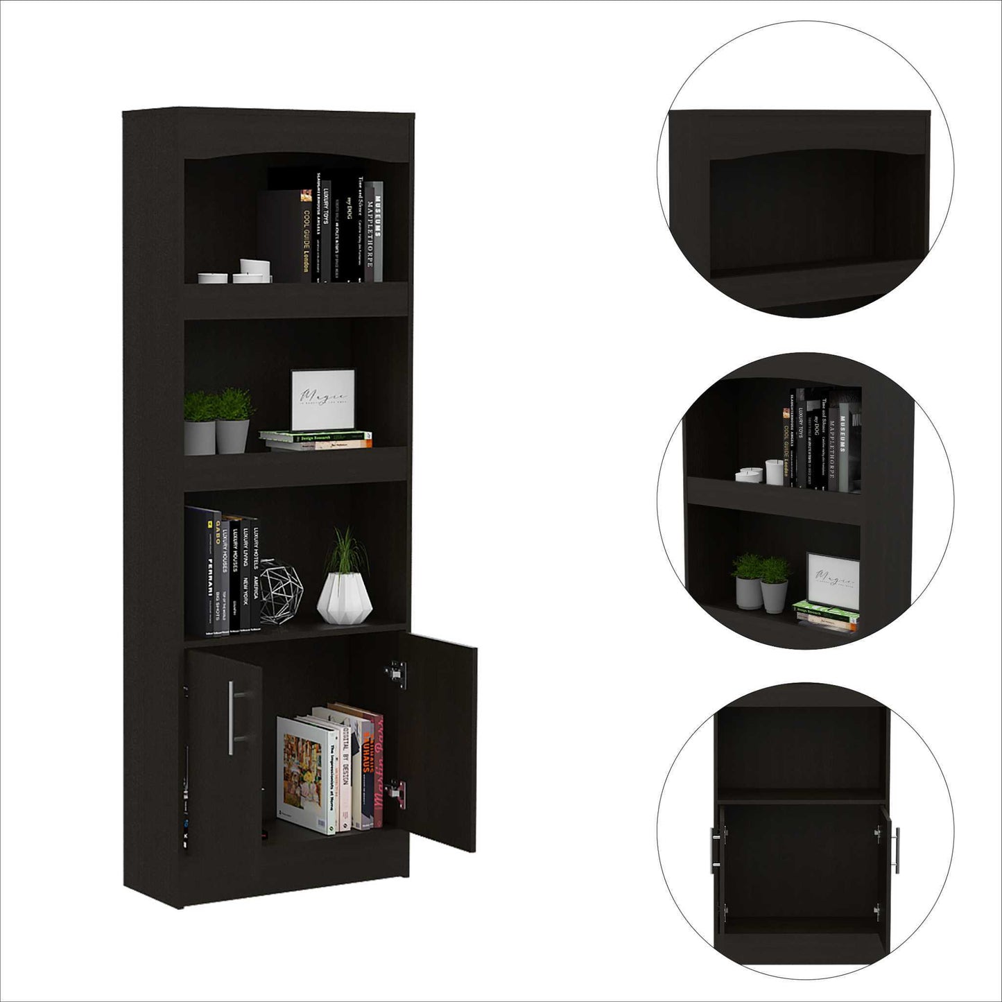 Coastal Noir 1-Drawer 3-Shelf Bookcase