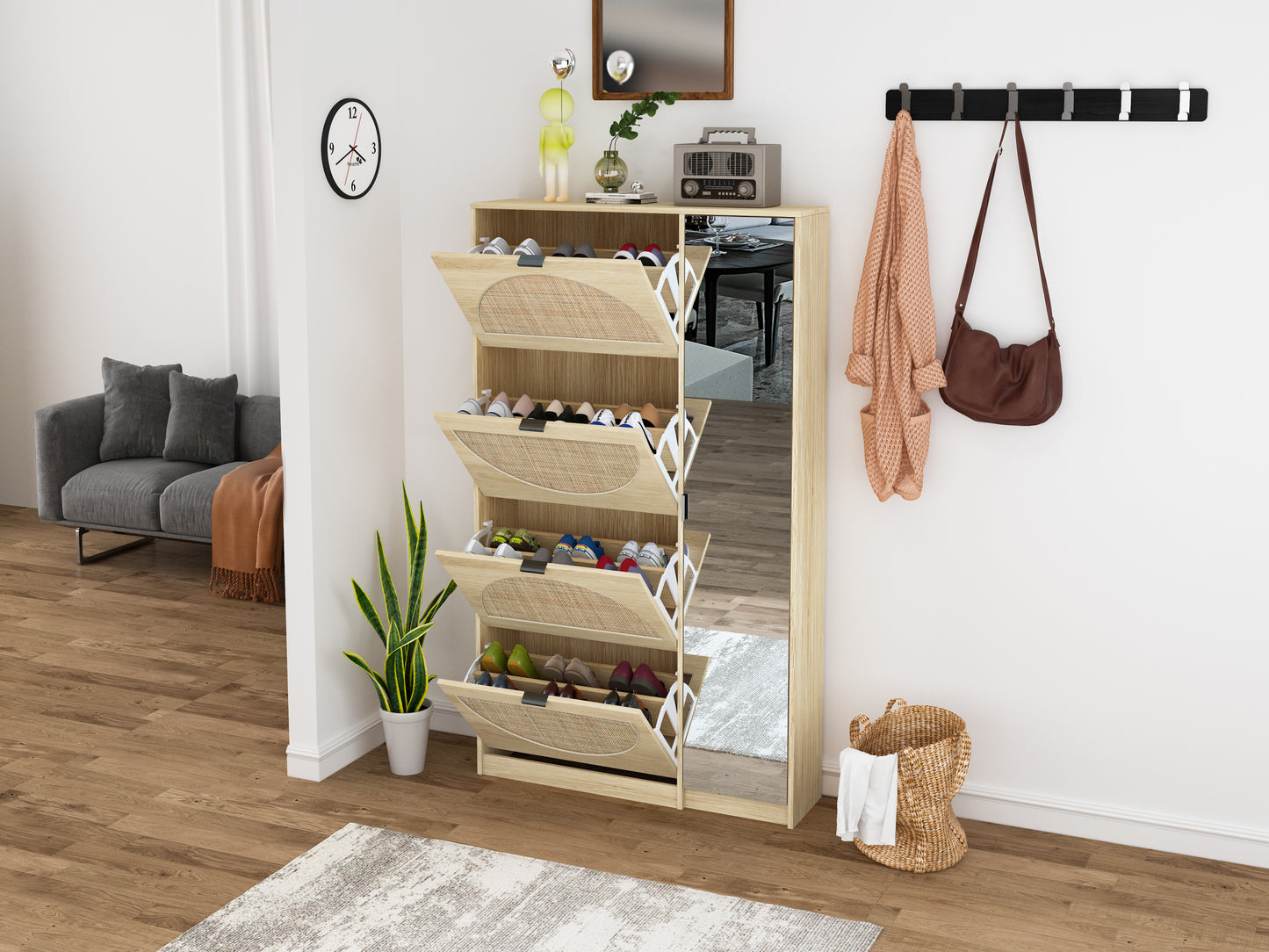 4-Tier Shoe Rack Storage Cabinet