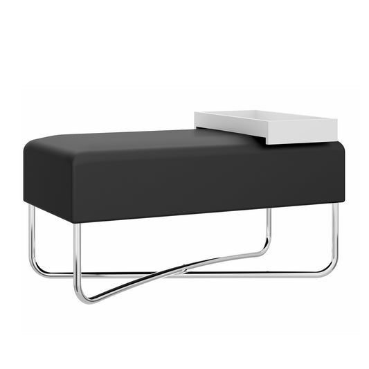 Rectangular Fabric Seat and Inbuilt Wooden Tray