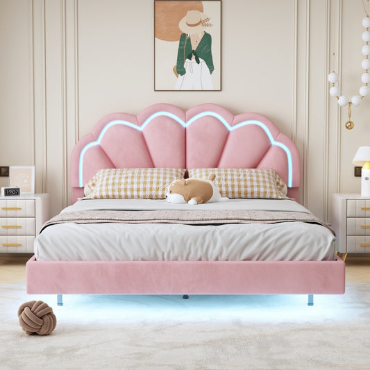 Atlantic Queen Size Platform Bed Frame withe LED  - Pink