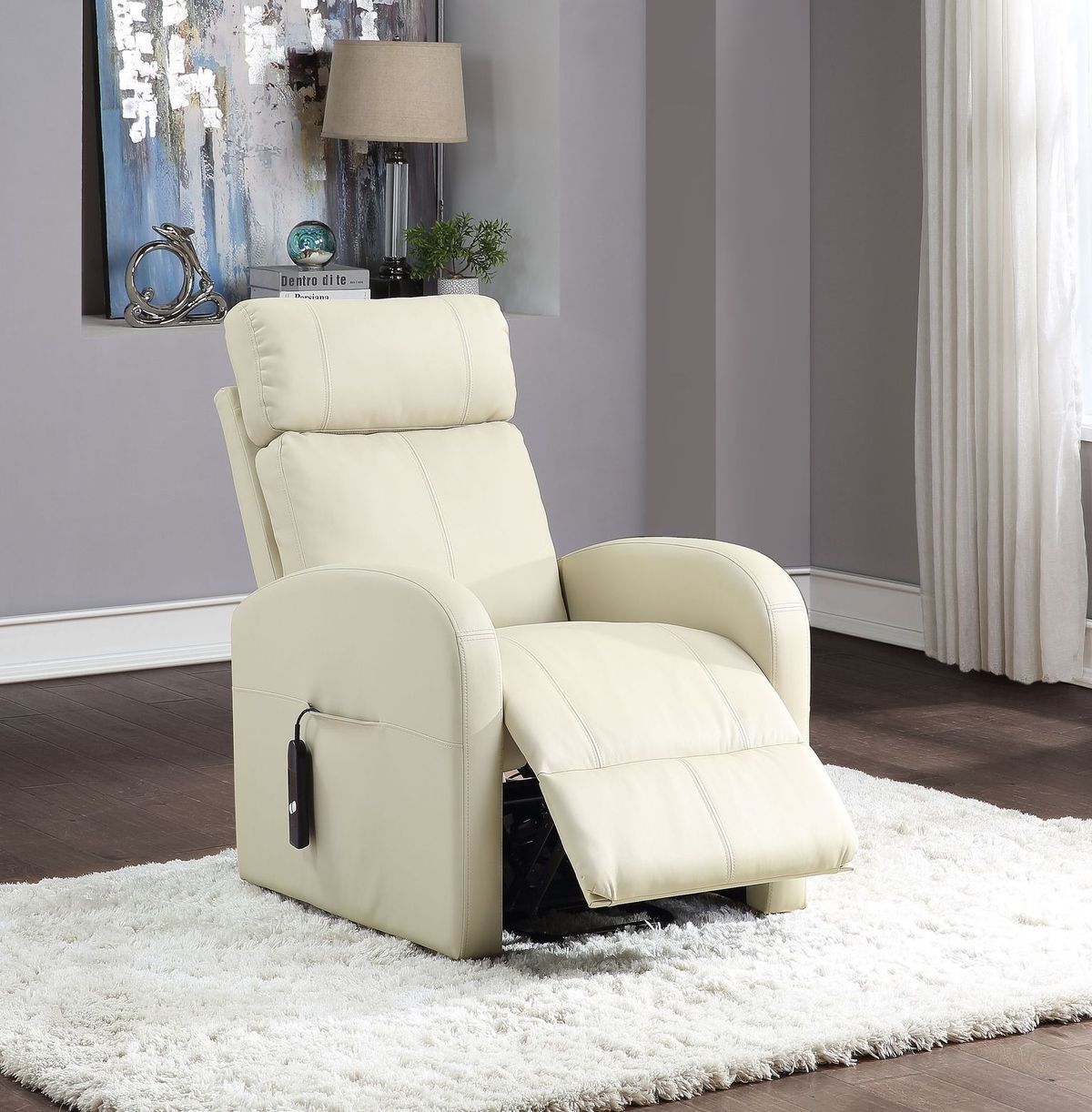 Ricardo PU Recliner with Power Lift - Beige